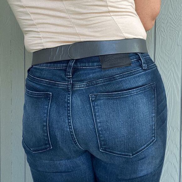 Vintage Deadstock Calderon Charcoal Grey Handmade Leather Woman's Belt - SZ L - Picture 3 of 6